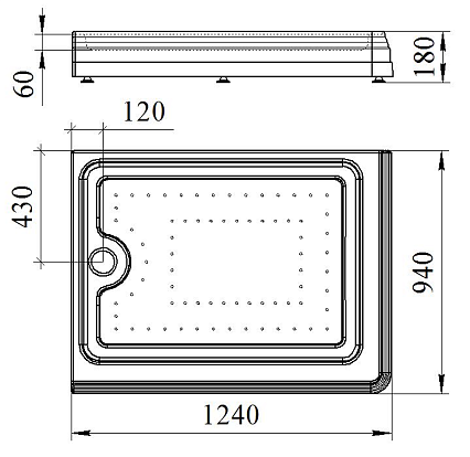 Поддон для душа Fra Grande Лоренцо 4-11-2-2-0-413 124x94 R, слив хром