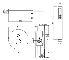 Душевой набор Gattoni Circle Two 9190/PDNO черный матовый