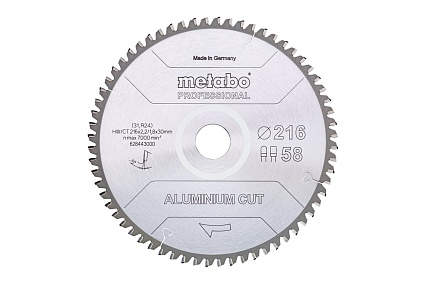 Диск пильный Aluminium Cut Professional (216x30 мм; 58Z; FZ/TZ5neg) Metabo 628443000