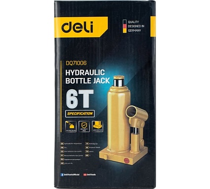 Домкрат бутылочный гидравлический 6т DQ71006 (высота подъема 210-420мм) Deli 130442