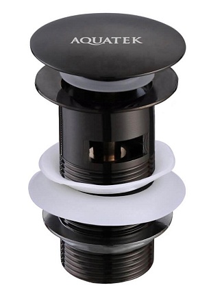 Донный клапан Aquatek AQ6001MB с переливом, Click-clack, черный матовый