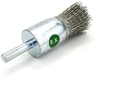Щетка концевая стабильная плоская EuroBrush тип 102F Д20 с хв-м д6x22, ворс гофр нерж сталь 0,50, до 12000 об/мин код 13-091 EB-E20SS2