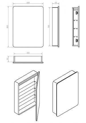 Зеркальный шкаф Art&Max Platino 60x80 с подсветкой