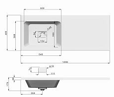 Раковина Dreja Wing 100120L 120 см, чаша слева