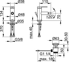 Смеситель для биде Keuco IXMO Flat 59509013000 с донным клапаном, хром