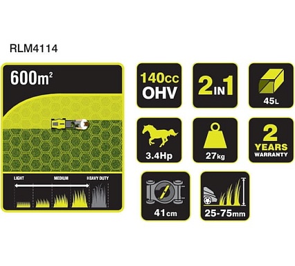 Бензиновая газонокосилка Ryobi RLM4114 5133002884