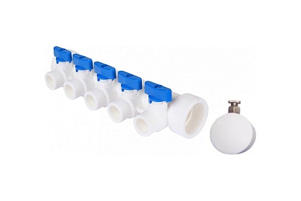Коллектор с воздухоотводчиком MeerPlast ду40/5x20w синий D200-00019