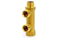 Коллектор Tiemme 2 отвода, 1&quot;х3/4(18) евроконус (латунь) 1910026 / 1884G180502