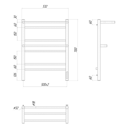 Полотенцесушитель электрический Lemark Pramen LM33707Z П7 50x70