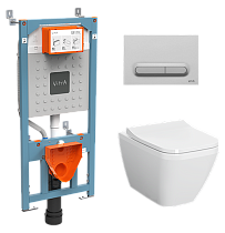 Подвесной унитаз VitrA Integra Square 9856B003-7206 с микролифтом, инсталляцией