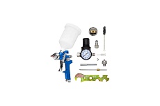 Краскопульт VOLCA VS827 1,4-1,7 мм, верхний бачок 600 мл, манометр, набор VS-827-KIT-14-17