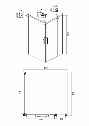 Душевой уголок Ambassador Royal 90x90 18015308-L прозрачный с рисунком, золото