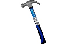 Молоток-гвоздодер Vertextools 450 г, фибергласовая обрезиненная рукоятка 10-25-450