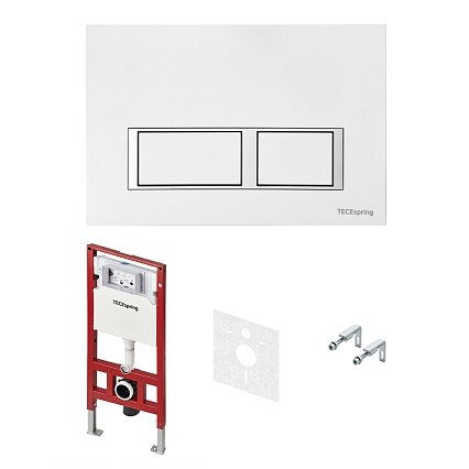 Инсталляция для унитаза TECE TECEspring S955203 (4в1) с кнопкой смыва, белый