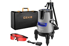 Лазерный самовыравнивающийся уровень Deko в кейсе DKLL02RB PRO SET 2 PREMIUM со штативом 1 м (2 линии, красный луч) 065-0102-1