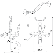 Смеситель для ванны Migliore Oxford ML.OXF-6302.BI.RA с душем, медь