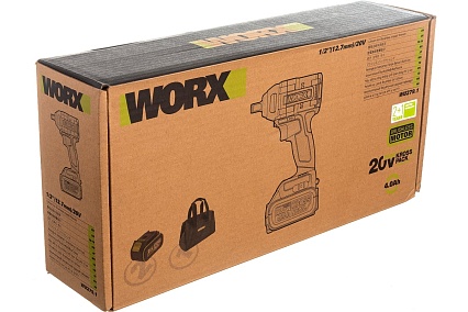 Аккумуляторный ударный бесщеточный гайковерт WORX Professional WU279.1 20В, 360Нм, 4Ач х2, ЗУ 6А, сумка WU279.1