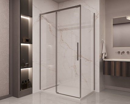 Душевой уголок Vincea Stella VSR-1ST8012CLGM 120x80 вороненая сталь, прозрачное