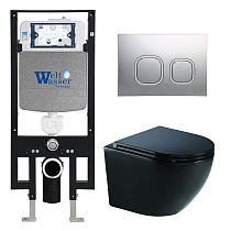 Комплект Weltwasser 10000010814 унитаз Merzbach 041 MT-BL + инсталляция + кнопка Amberg RD-CR