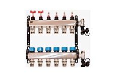 Коллекторная группа FV-Plast нерж.сталь 1&quot;хPUSH-16 на 8 выхода с расходомерами, воздухоотв. AA906001108