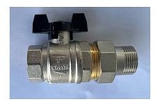 Шаровой кран ELSEN Strong T, 1&quot;, НВ, ручка-бабочка, с накидной гайкой EV10.3201