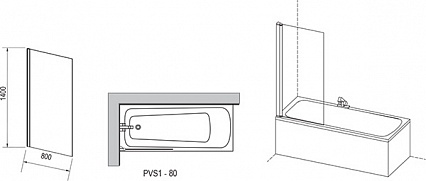 Шторка для ванны Ravak Pivot PVS1-80 сатин