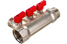 Коллектор с отсекающими кранами Valtec 1х3 выхода Евроконус 3/4&quot; VTc.580.NE.0603