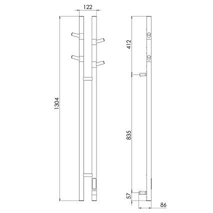 Полотенцесушитель электрический Vincea VTD-1D2BE 25x130 таймер, черный Полотенцесушитель электрический Vincea VTD-1D2BE 25x130 таймер, черный
