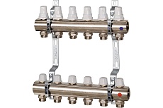 Коллектор ICMA S.P.A. регулировка ручная или терморегулирующая (28x1.5), 1&quot;х3/4&quot;(евроконус) - 6 вых. K005 /87K005PK06
