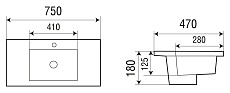 Раковина WeltWasser Deilbach 7505-75 75 см, 10000004627 белый