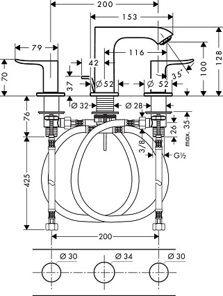 Смеситель для раковины Hansgrohe Metris 31083000