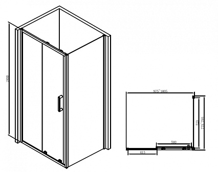 Душевой уголок Abber Schwarzer Diamant 100x80 прямоугольный, черный