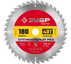 Диск пильный по дереву Зубр Оптимальный рез 180x20/16 мм, 40Т 36912-180-20-40_z01