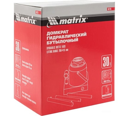 Домкрат гидравлический бутылочный Matrix MASTER 30 т, высота подъема 260-415 50735