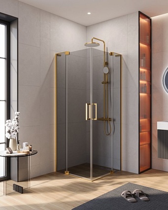 Душевой уголок Cezares SLIDER-A-2-70/80-GRIGIO-BORO 70/80x70/80 серое, брашированное золото