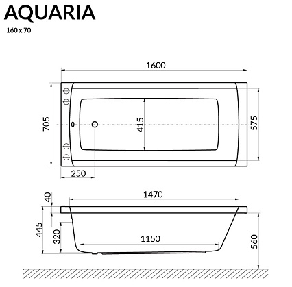 Акриловая ванна Excellent Aquaria 160x70