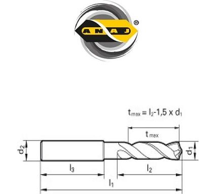 Сверло твердосплавное 9.2х47х89 мм ANAJ ANAJ-D002-9.2 HA