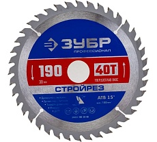 Диск пильный по строительной древесине Зубр Стройрез Профессионал 190х30 мм, 40Т 36931-190-30-40