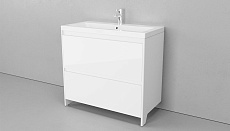 Мебель для ванной Velvex Klaufs 90 см напольная, 2 ящика белый глянец