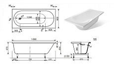 Ванна из искусственного камня Aquanet Lotos Stone 180х80 см AQ-00332894