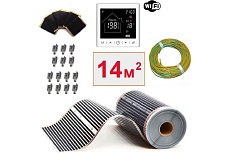 Плёночный электрический тёплый пол ТеплоСофт 14м.кв. с умным wi-fi терморегулятором плёнка 14м.кв./М2