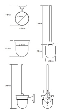 Ерш подвесной Bemeta Retro 144213018 хром, золото