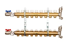 Распределительный коллектор из латуни без расходомеров 9 вых. STOUT SMB 0468 000009