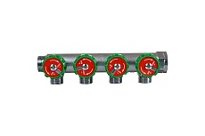 Латунный коллектор Terma 3/4&quot;в/н с 4-мя вент.кранами на 1/2&quot; (нар.резьбы) с выходами под 90 град (14021) 18606