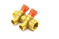 Коллектор с регулирующими вентилями Damento Clima под 45, 3/4"x1/2", на 2 выхода 016246