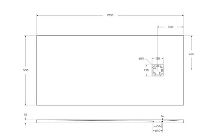 Поддон для душа BelBagno TRAY-MR-UNO-AH-170/80-35-W-NO 170x80 белый, накладка черный