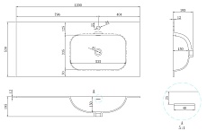 Раковина Vincea Elise 120 см Corian, белый матовый, правая VCB-4EL120MW-R