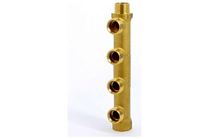 Коллектор Tiemme 4 отвода, 3/4"х3/4(18) евроконус (латунь) 1910022 / 1883G180504