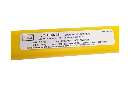 Прутки омедненные низкотемпературные для аргонодуговой сварки JQ.TG55-Ni1/ER80S-Ni1 2 мм, 5 кг, аналог OK Tigrod 13.23 GOLDEN BRIDGE 857