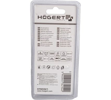 Сверло ступенчатое 4-12 мм Hoegert Technik HT6D321